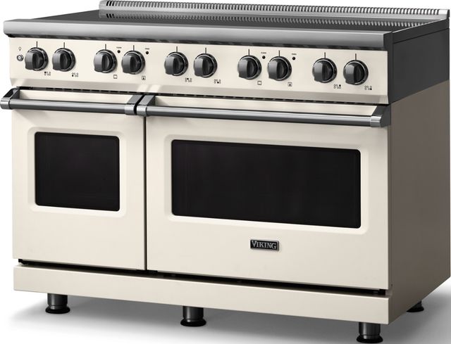 Viking® 5 Series 48" Pure White Pro Style Induction Range with Polished Chrome Trim-3