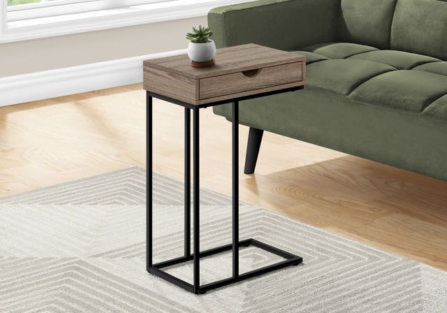 Monarch Specialties Inc. Dark Taupe 25"H Drawer C Table with Black Metal Base-3