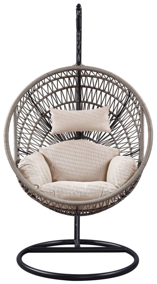 ACME Furniture Vasant Beige/Black Fabric/Metal/Rope Outdoor Hanging Chair-3