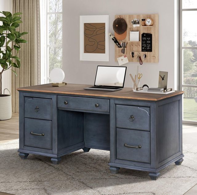Legends Home Americana Blue/Whiskey Executive Desk-1