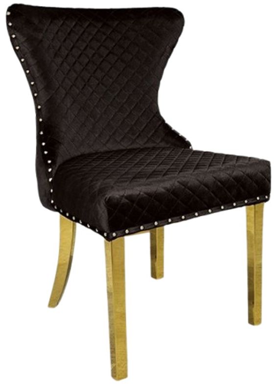 Furniture of America® Portanova 2-Piece Black/Gold Side Chair Set-0