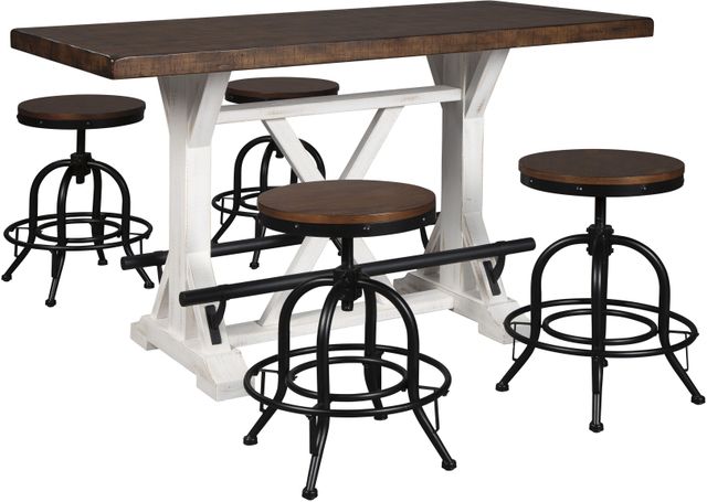 Signature Design by Ashley® Valebeck 5-Piece White/Brown Counter Height Dining Set-0