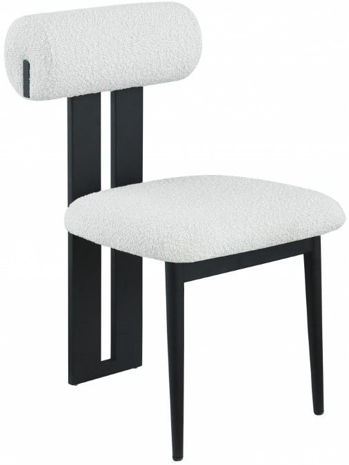 Meridian Furniture Dario Cream/Black Boucle Upholstered Dining Chair-0