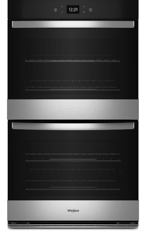 front view of the Whirlpool® 30" Stainless Steel Double Electric Wall Oven