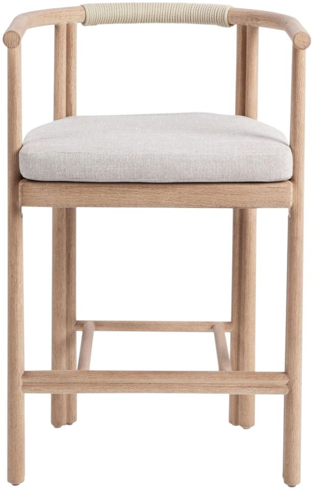 Classic Home Oliver Butterscotch Fabric/Wooden Outdoor Counter Stool-2