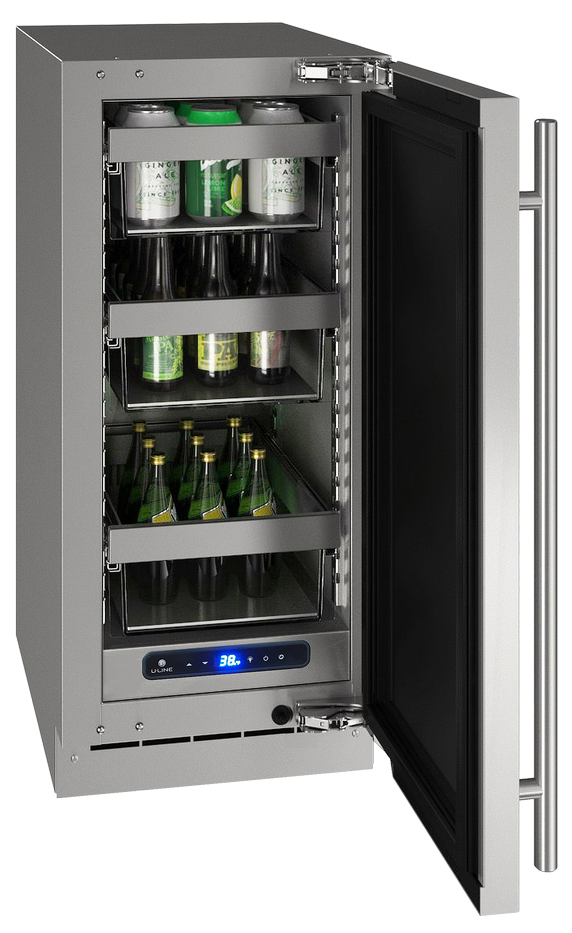 U-Line® 15" 2.9 Cu. Ft. Stainless Steel Built-In or Freestanding Under The Counter Refrigerator-1