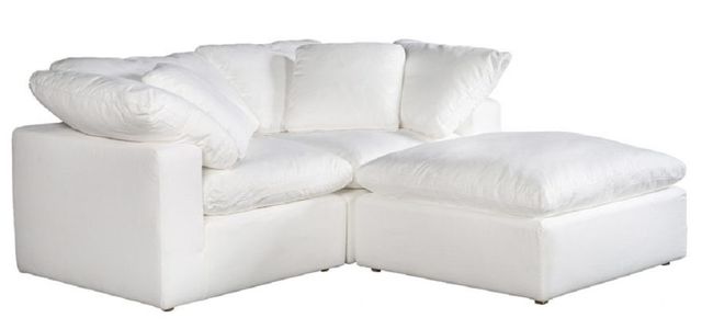 Moe's Home Collection Terra Condo Nook 3-Piece Cream White L-Shaped Modular Sectional and Ottoman-0