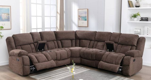Mazin Furniture Presley Brown Power Reclining 3-Piece Modular Sectional with Consoles-3