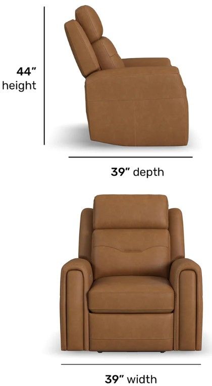Flexsteel® Felix Toasted Almond Leather Power Recliner with Power Headrest and Lumbar-2