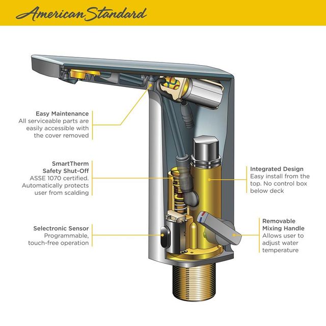 American Standard Paradigm™ Selectronic® Brushed Nickel Commercial Bathroom Faucet-1