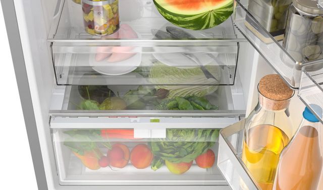 Bosch® 500 Series 24" 12.8 Cu. Ft. Easy Clean Stainless Steel Counter Depth Bottom Freezer Refrigerator-5