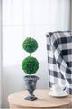 A & B Home 2-Piece Green Faux Double Ball-Shape Topiary with Black Pot Set-3