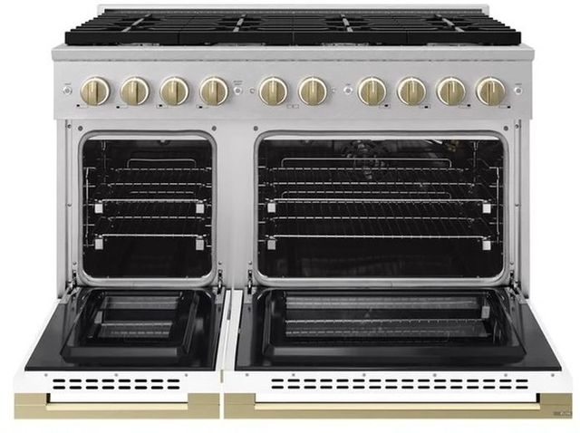 ZLINE Marino 48" Stainless Steel Pro Style Gas Range with White Matte Door and Champagne Bronze Accents-1