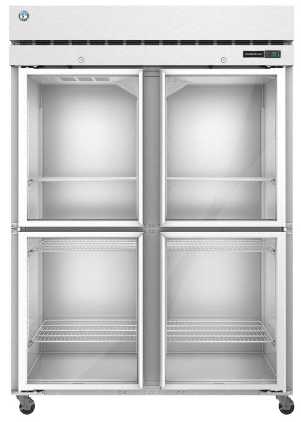 Hoshizaki Steelheart® 55" 50.1 Cu. Ft. Stainless Steel Two Section Upright Refrigerator with Half Glass Doors and Lock-0