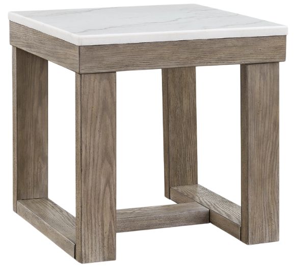 Signature Design by Ashley® Loyaska Ivory End Table with Brown Base -0