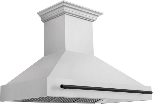 ZLINE Autograph Edition 48" Satin Stainless Steel Wall Mounted Range Hood with Matte Black Handle-3