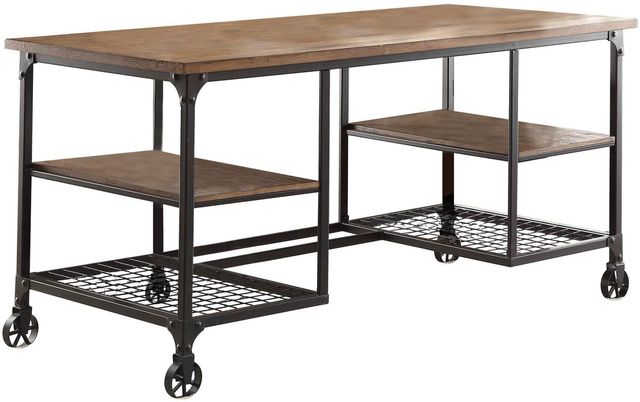 Homelegance® Millwood Weathered Natural Writing Desk with Rustic Black Legs-0
