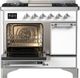 Ilve® Majestic III 40" White Pro Style Dual Fuel Liquid Propane Range with Solid Door and Chrome Trim-2