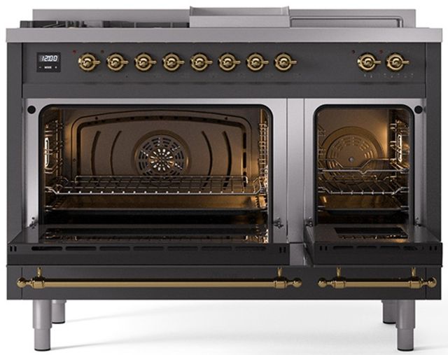 Ilve® Nostalgie II Series 48" Graphite Matte Pro Style Dual Fuel Range-1