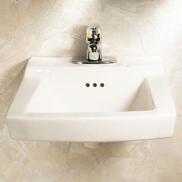 American Standard Comrade® White Wall-Hung Sink with 4" Centerset for Concealed Arms-1