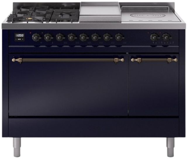 Ilve® Nostalgie II Series 48" Midnight Blue Pro Style Dual Fuel Range-0