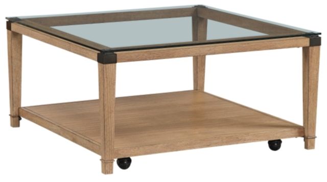 Homelegance® Riverton Glass Top Cocktail Table with Brown Base-0