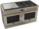 Fulgor Milano® Evoque 400 Series 60” Stainless Steel Hybrid Pro Style Dual Fuel Range with Brushed Brass Trim-0