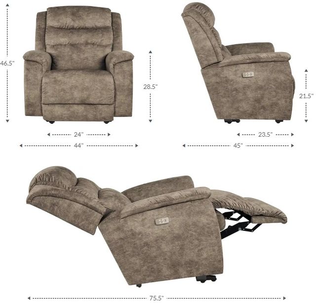 La-Z-Boy® Redwood Charcoal Power Wall Recliner with Headrest and Lumbar-4