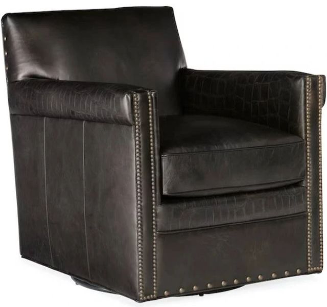 Hooker® Furniture CC Potter Old Saddle Fudge Swivel Club Chair-0