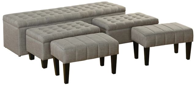Stylecraft 5-Piece Dark Gray Storage Bench with Ottoman Set-0