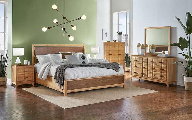 A-America® Modway Natural Alder/Warm Walnut Queen Panel Bed-1