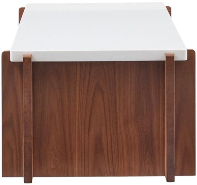 Flexsteel® Lincoln White Coffee Table with Walnut Base and Casters-4