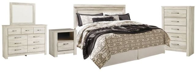 Signature Design by Ashley® Bellaby 5-Piece Whitewash King Panel Headboard Bed Set-0