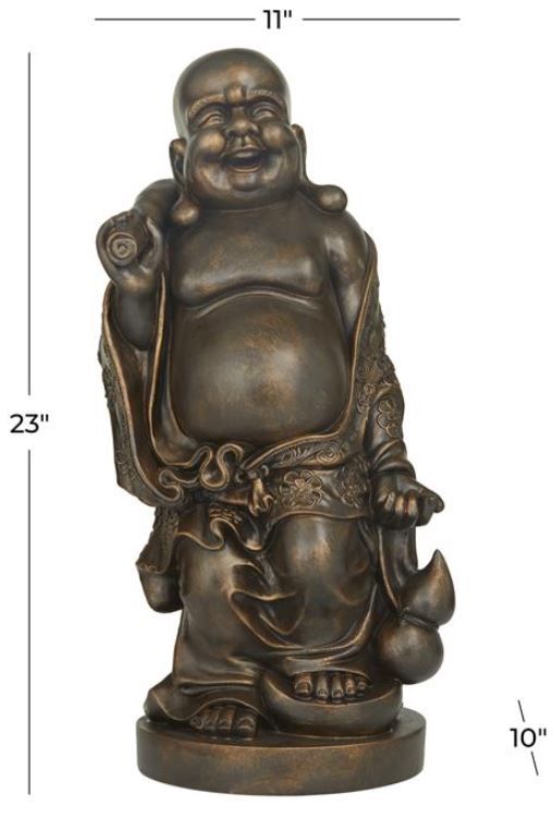 Deco Marche Brown Polystone Buddha Meditating Sculpture-3