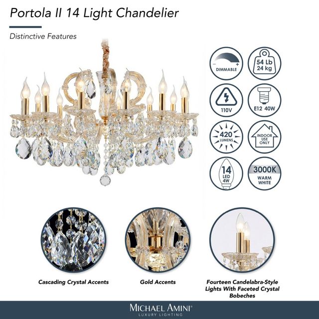 Michael Amini® Portola II Clear 14-Light Chandelier-3
