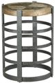 Hammary® Hidden Treasures Brown Wooden Top Barrel Strap End Table with Black Metal Base-0