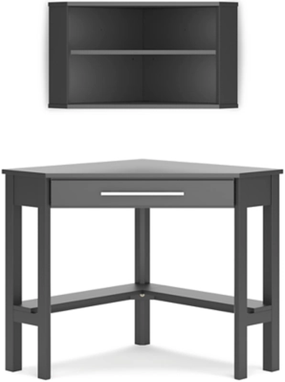 Signature Design by Ashley® Otaska 2-Piece Black Corner Desk with Bookcase Set-1