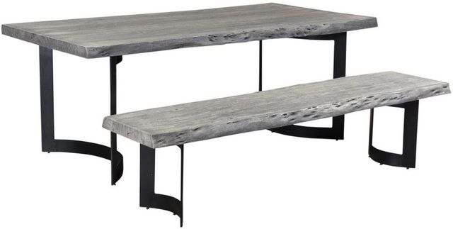 Moe's Home Collection Bent Weathered Light Grey Extra Small Dining Table with Black Metal Base-1