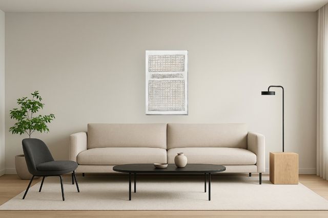 Classy Living Timeless Ivory Gridded Texture Wall Art-1