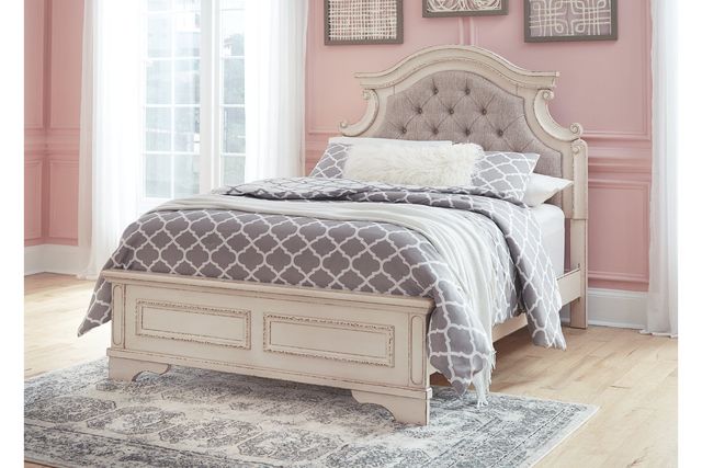 Signature Design by Ashley® Realyn Chipped White Full Upholstered Panel Youth Bed-2