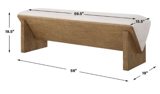 Uttermost® Wedged Ivory Fabric Bench-2