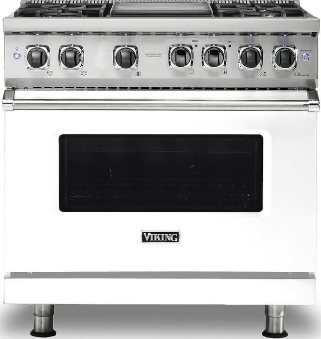 Viking® Professional 5 Series 36" White Pro Style Dual Fuel Natural Gas Range-0