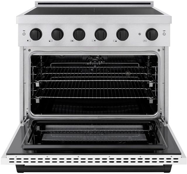 ZLINE Autograph Edition Paramount 36" Satin Stainless Steel Pro Style Induction Range with White Matte Door & Matte Black Accents-1