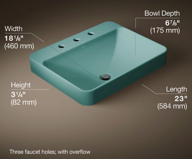 Kohler Vox® 150th Spring Green 23" Rectangular Vessel Bathroom Sink-3