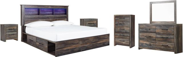 Signature Design by Ashley® Drystan 6-Piece Brown King Storage Bookcase Bed Set-0