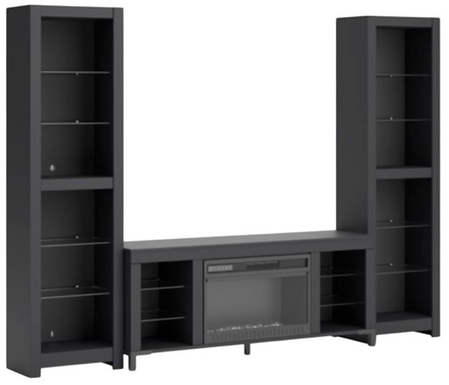Signature Design by Ashley® Cayberry 3-Piece Black Entertainment Center with Electric Fireplace