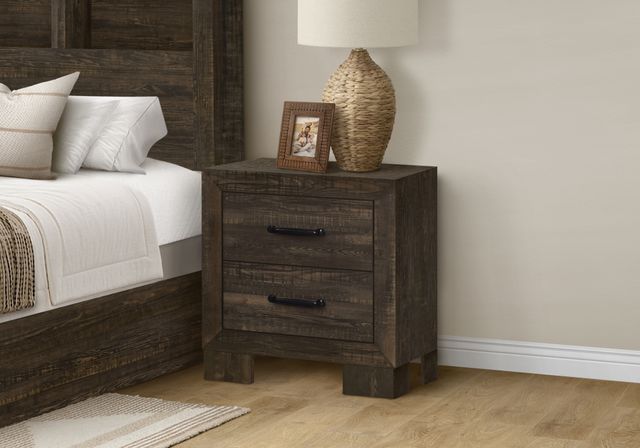 Monarch Specialties Inc. Rustic Oak 2-Drawer Nightstand-1