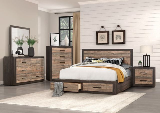 Homelegance® Miter Dark Ebony/Rustic Mahogany Queen Storage Panel Bed-2