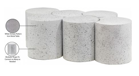 Meridian Furniture Dimple 6-Piece White 18'' Modular Nesting Coffee Table Set-2