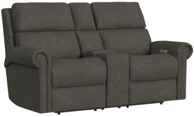 Flexsteel® Customizable Bernard Leather Power Reclining Loveseat with Console, Headrest and Lumbar-0